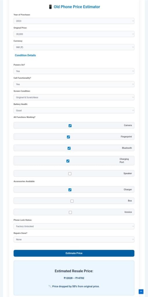 Old Phone Price Checker . Old Phone Price Estimator